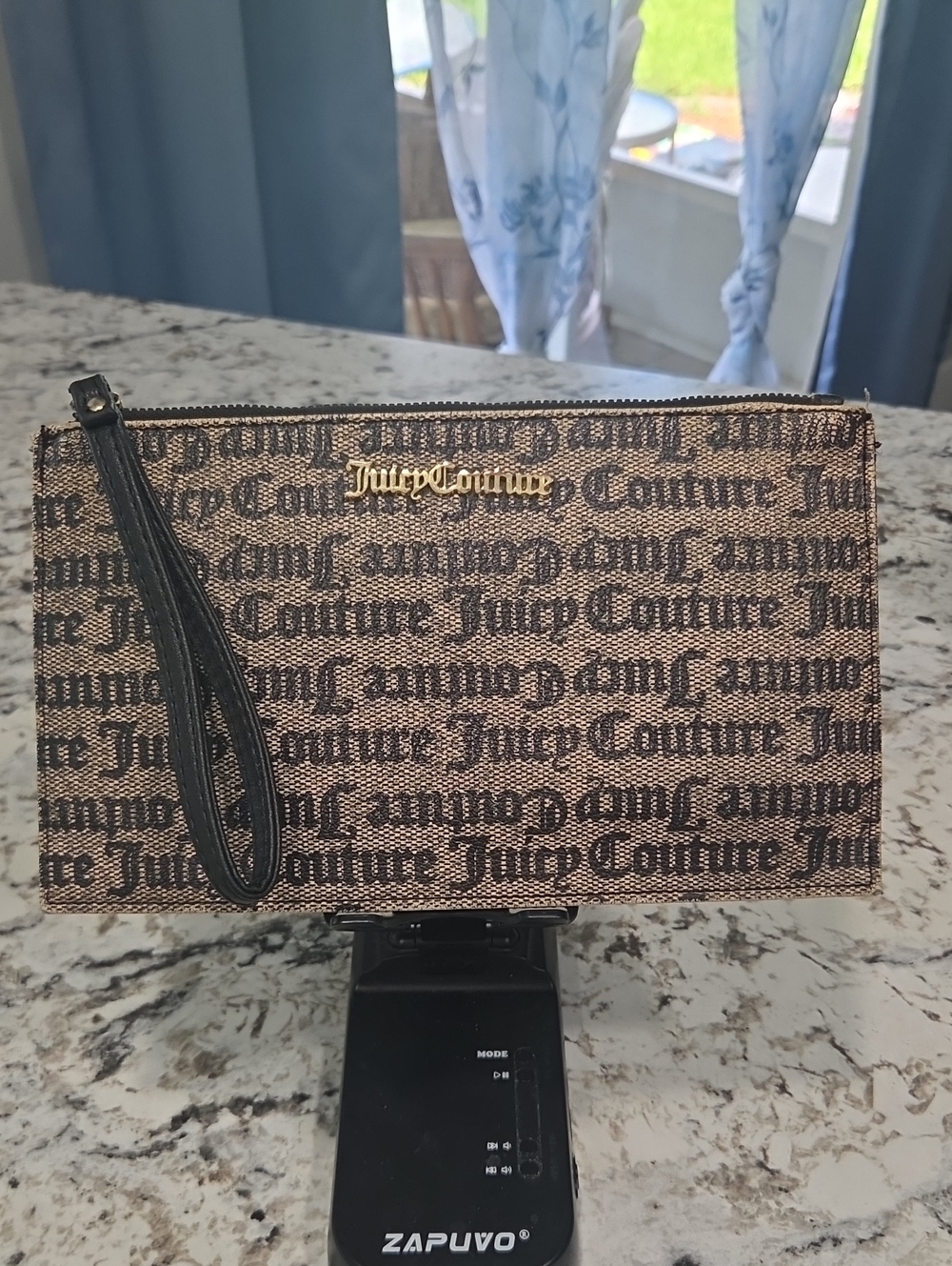 Juicy Couture Brown and Black Logo Wristlet Clutch